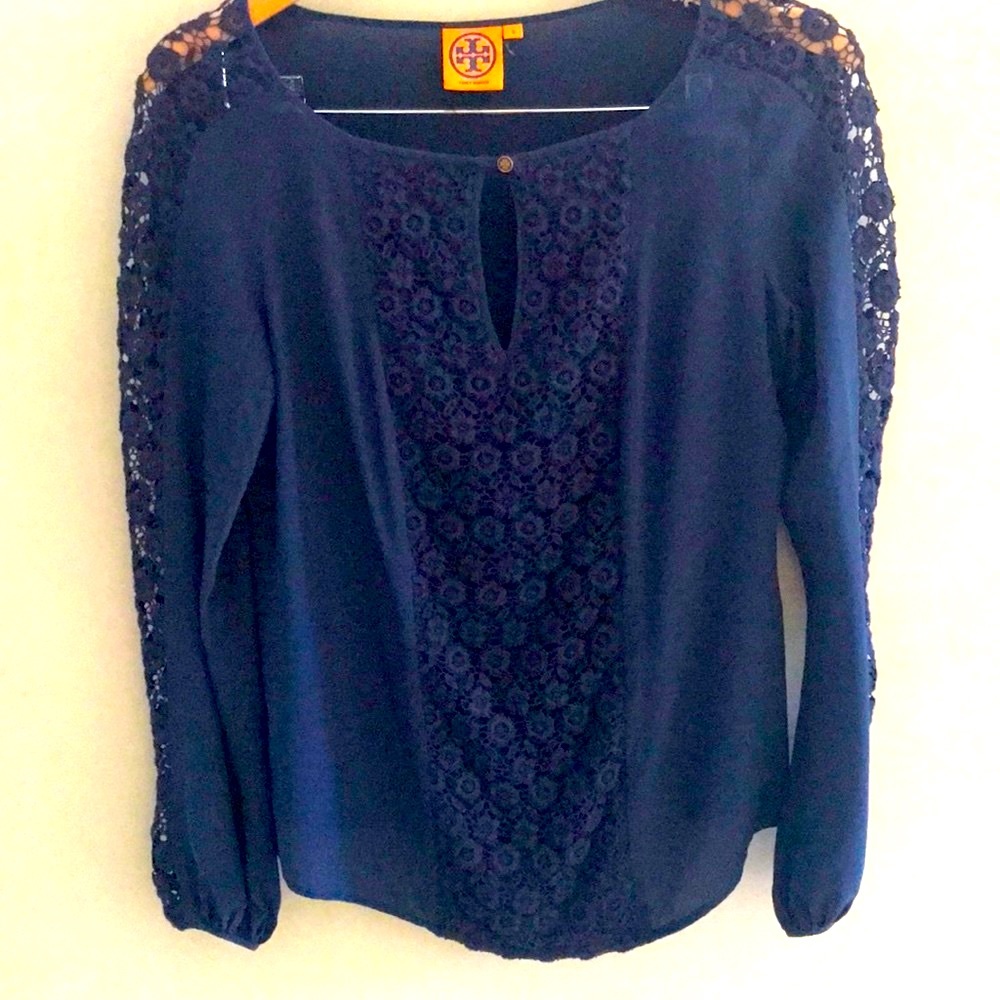 Tory Burch silk navy blue tunic size 6 or M